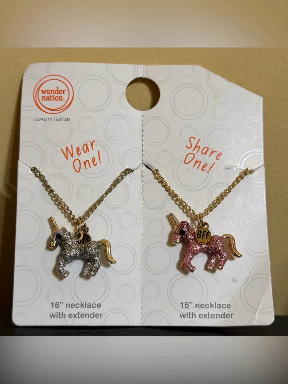 NWT Wonder Nation Glitter BFF Necklace Set